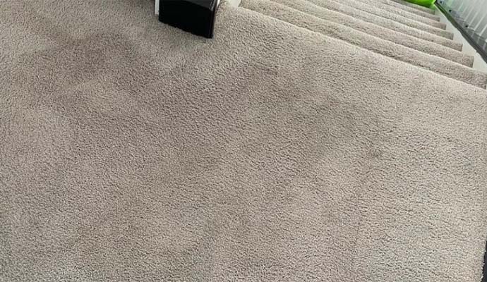 clean carpet on the exterior stairs.
