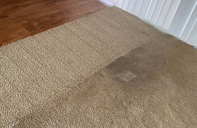 a big damaged spot on the carpet