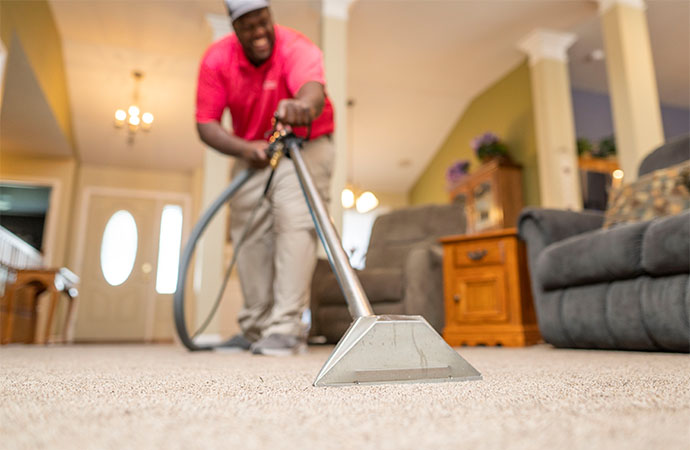 a professional cleaning carpet