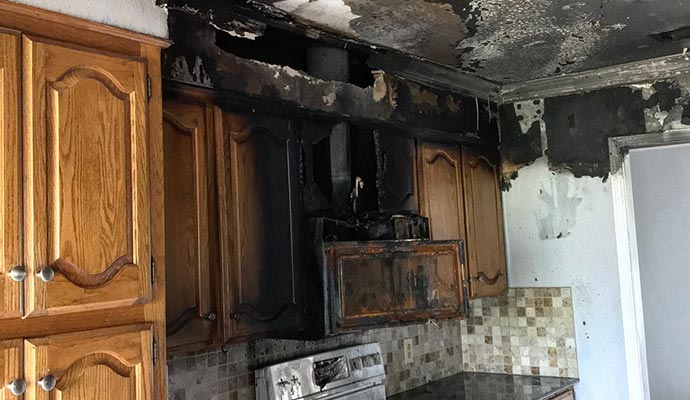 fire damaged kitchen