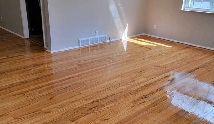 an empty room with clean laminate floor