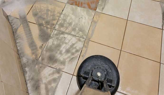 tile and grount floor cleaning using buffer